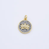 18K Gold Filled Cubic Zirconia Micro Pave Lotus Flower Charm, 20x15mm, CP072